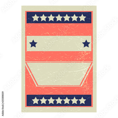 Raffle ticket or poster vector template. Vintage Retro grunge raffle ticket mockup with space for copy or text.