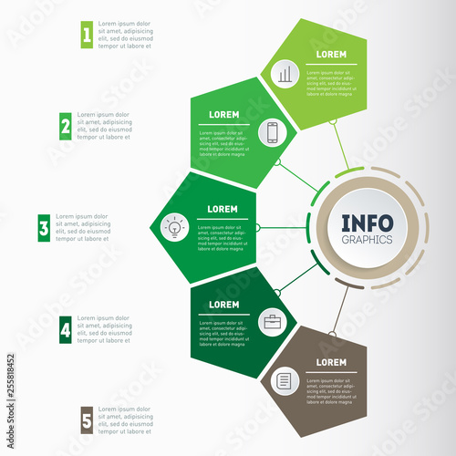 Agricultural brochure layout design template with 5 steps. Farming and agriculture life infographics concept.