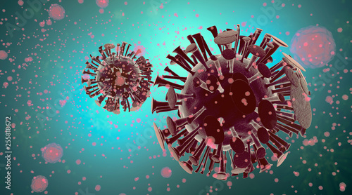 3d illustration presenting the body's defensive reactions to a virus attack, lymphocytes fight viruses