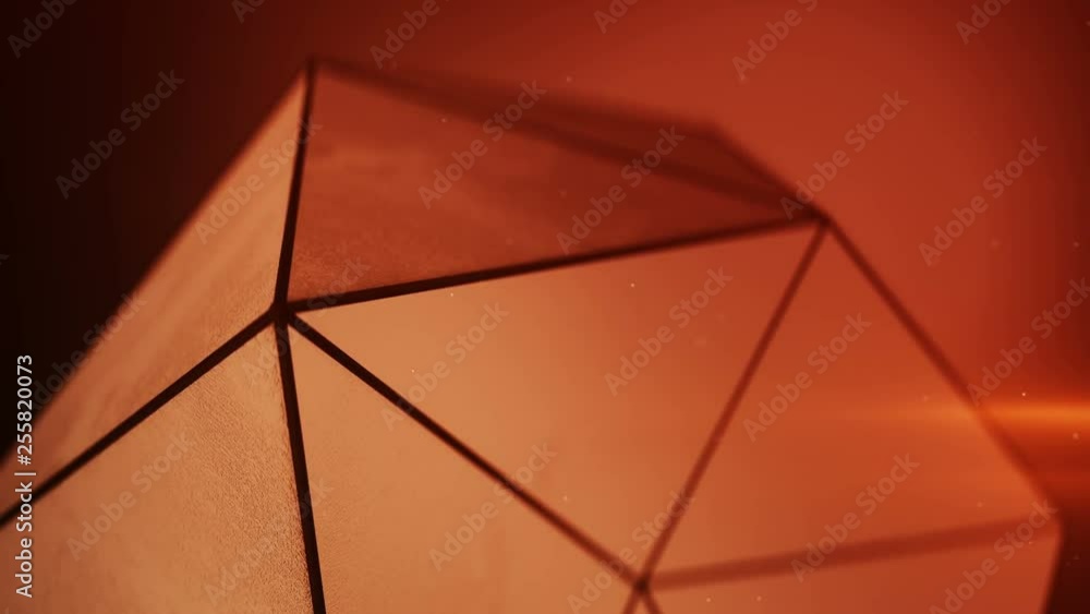 Grunge low poly shape with rough surface in red light . Close-up shot of polygonal structure. Seamless loop 3D render animation with shallow DOF 4k UHD 3840x2160 Grunge low poly shape with rough surface in red light . Close-up shot of polygonal structure. Seamless loop 3D render animation with shallow DOF 4k UHD 3840x2160