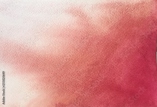 Bilde på lerret Hand drawn watercolor abstract smooth gradient coral background