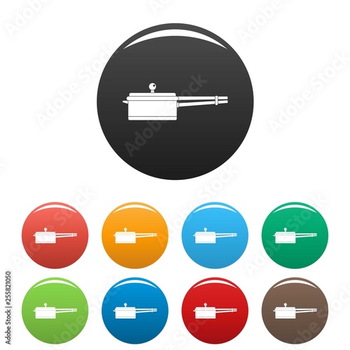 New saucepan icons set 9 color vector isolated on white for any design