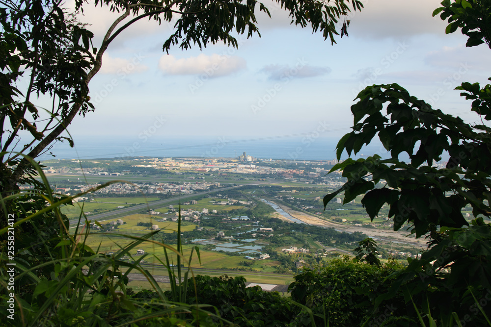 Aereal view of Kaohsiung city from local hiking trail..