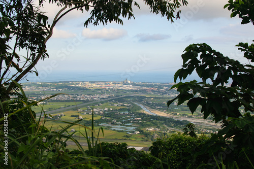 Aereal view of Kaohsiung city from local hiking trail..