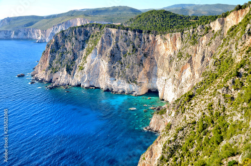 View to the cliff and sea in Greece