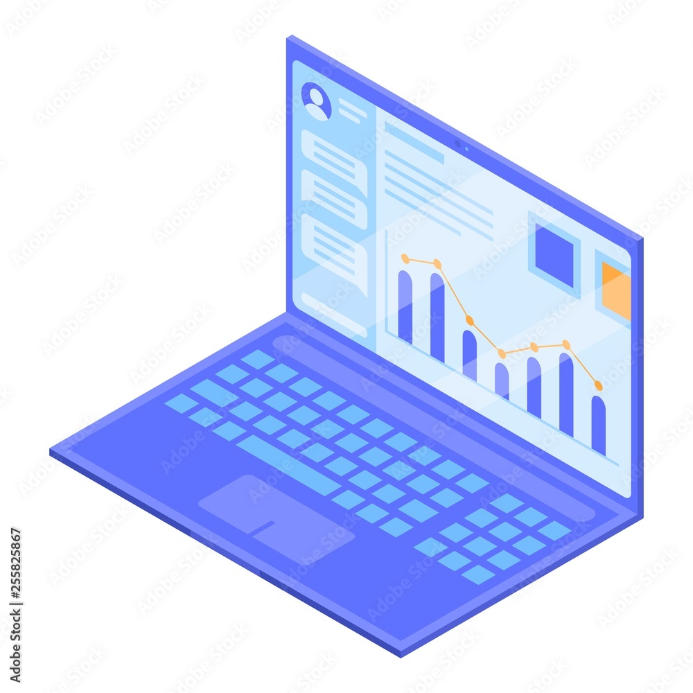 Laptop icon. Isometric of laptop vector icon for web design isolated on white background Laptop icon. Isometric of laptop vector icon for web design isolated on white background