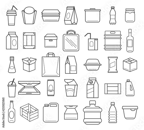 Package and box line icons