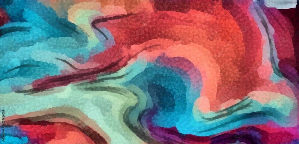 Abstract watercolor. Marble high quality texture. Multicolor waves. Liquid oil paint in water. Chaotic design.