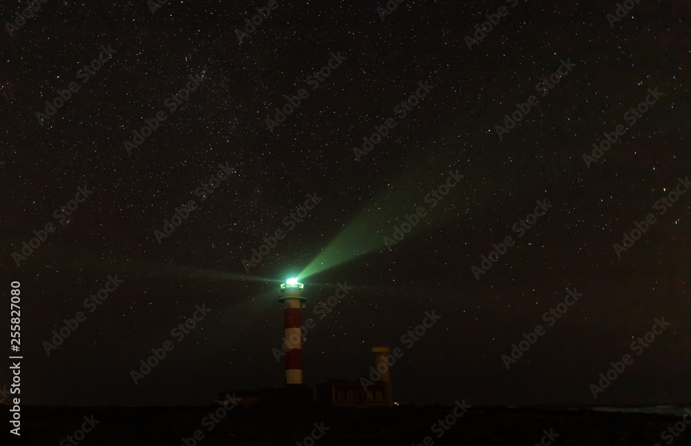 lighthouse in north fuerteventura at night