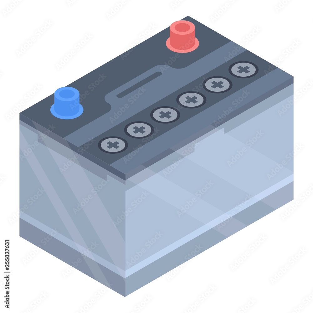 Fototapeta premium Car battery icon. Isometric of car battery vector icon for web design isolated on white background