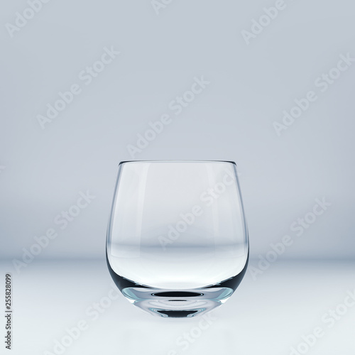 Realistic Template of an Empty Transparent Glass. 3D Illustration.