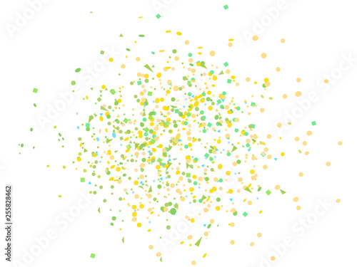 Colorful abstract confetti on isolated white background. Texture with many glitters. Holiday elements. Pattern for flyers, banners and textiles