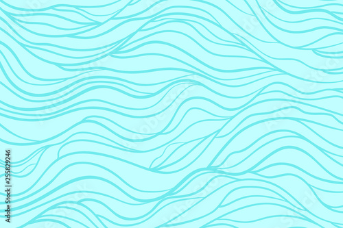 Colorful wavy background. Hand drawn waves. Stripe texture with many lines. Waved pattern. Colored illustration