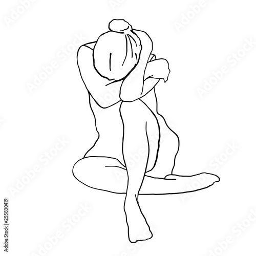 Sad girl / vector illustration/ hand drawn