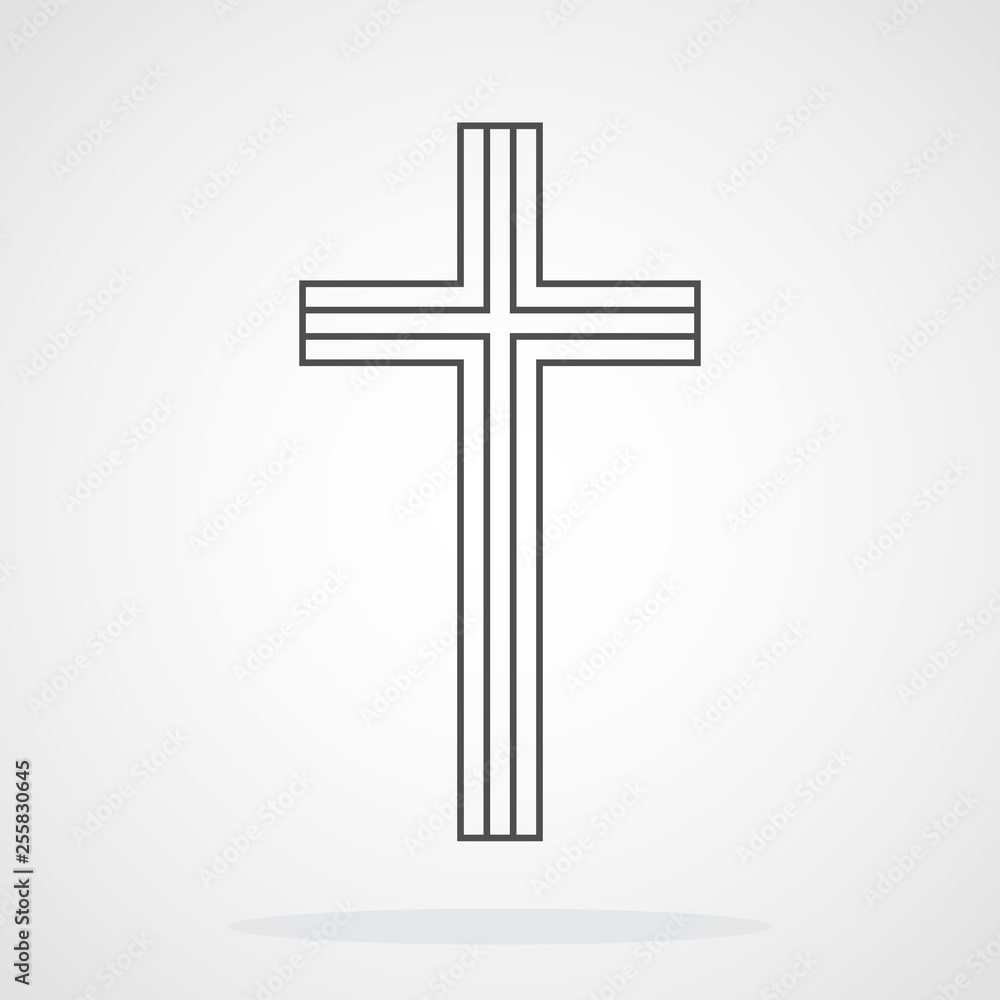 Gray Christian cross icon. Vector illustration.