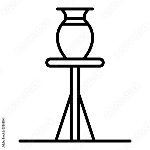 Jug on potter stand icon. Outline jug on potter stand vector icon for web design isolated on white background © ylivdesign