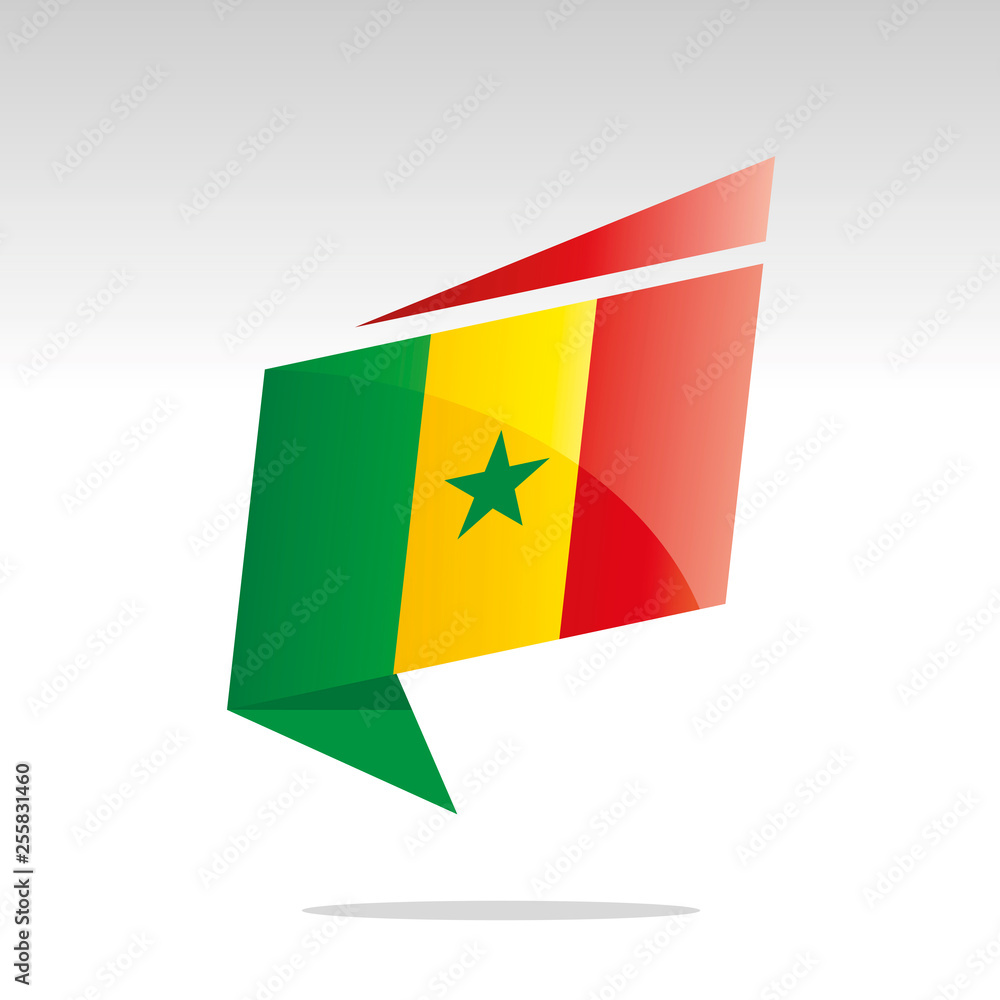 New abstract Senegal flag origami logo icon button label vector New abstract Senegal flag origami logo icon button label vector