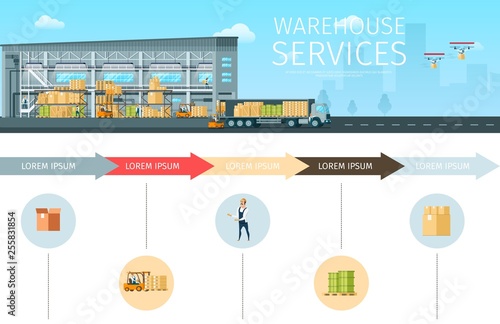 Storage Building. Depot Service Infographic Banner