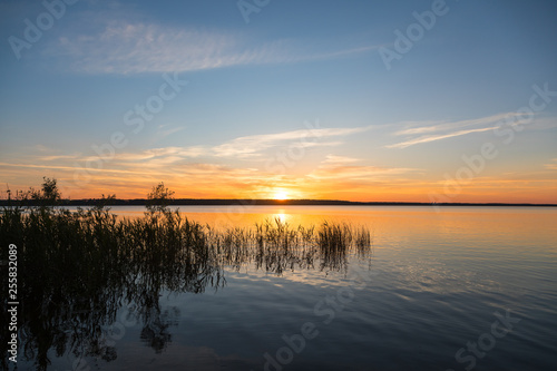 sunset over the lake