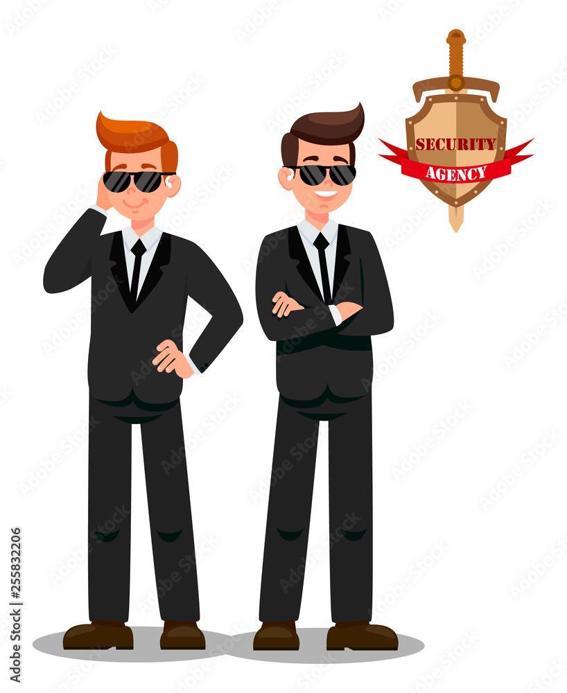Two Bodyguards on Mission Flat Cartoon Characters