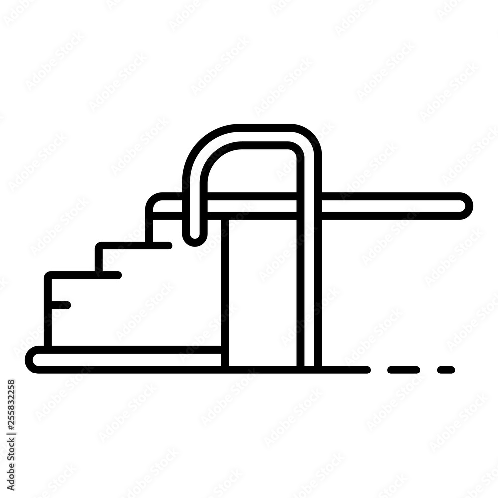 Pool stairs icon. Outline pool stairs vector icon for web design isolated on white background Pool stairs icon. Outline pool stairs vector icon for web design isolated on white background