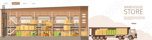 Warehouse Open Store Delivering Truck Infront