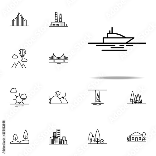yacht in sea icon. Landspace icons universal set for web and mobile