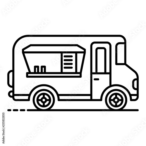 Holiday food truck icon. Outline holiday food truck vector icon for web design isolated on white background