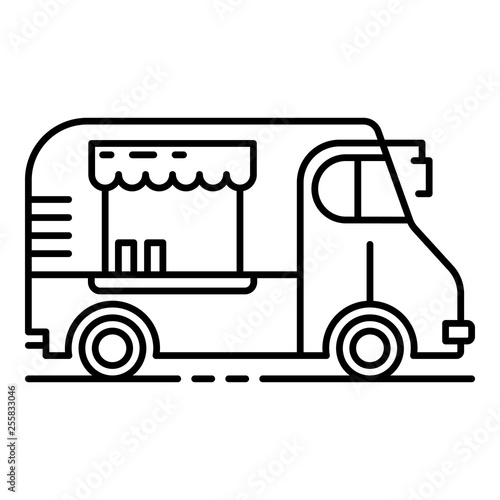 Cafeteria vehicle icon. Outline cafeteria vehicle vector icon for web design isolated on white background