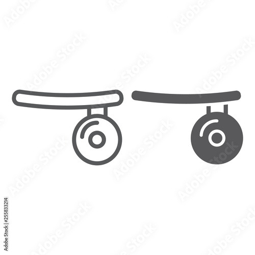 Medical mirror line and glyph icon, doctor and equipment, head mirror sign, vector graphics, a linear pattern on a white background.