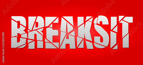 Breaksit Brexit lettering on red background photo