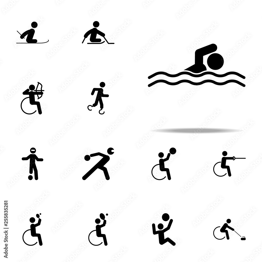 Naklejka premium disabled sport swim icon. paralympic icons universal set for web and mobile