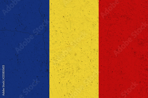 Chad flag on concrete wall