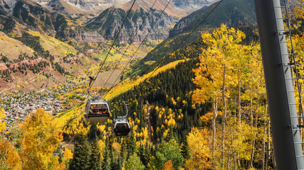 Wandcirkels Gondels Herfst in Telluride Colorado gondel  © Craig Zerbe