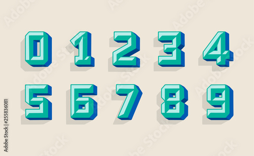 Modern numbers 3d, great design for any purposes. Template for holiday banner. Isolated vector illustration. Retro style.