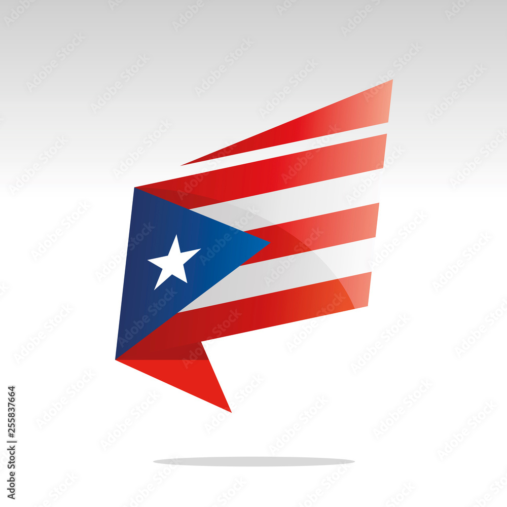 New abstract Puerto Rico flag origami logo icon button label vector