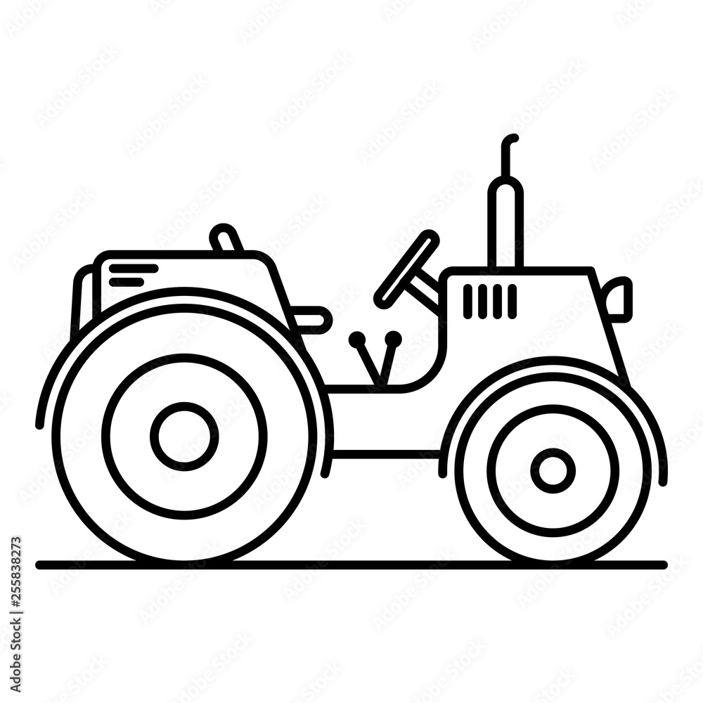 Farm tractor icon. Outline farm tractor vector icon for web design isolated on white background Farm tractor icon. Outline farm tractor vector icon for web design isolated on white background