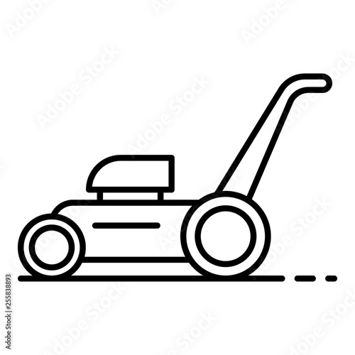 Lawnmower icon. Outline lawnmower vector icon for web design isolated on white background