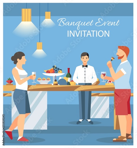 Banquet Invitation Card Flat Vector Illustration
