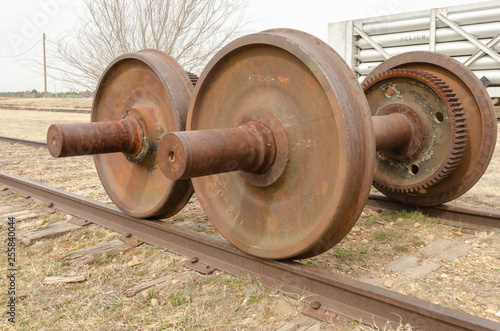 Rusty Double Train Wheelset on Rails