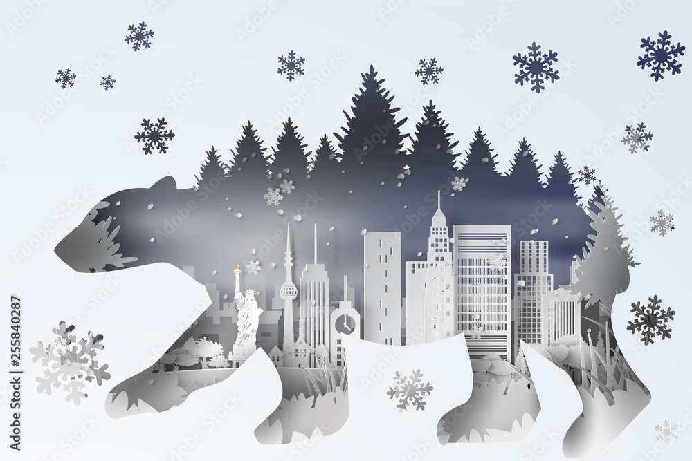 Φωτογραφία 3D illustration digital Paper art of forest in New York City USA