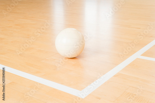 White volleyball on the floor in the gym © Augustas Cetkauskas