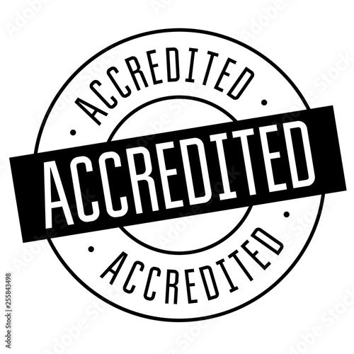 accredited stamp on white