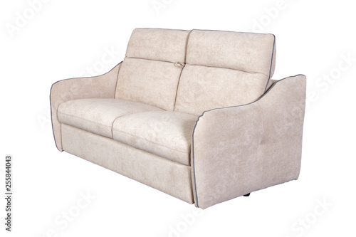 Isolated contemporary beige sofa
