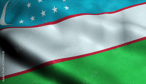 Uzbekistan Waving Flag in 3D