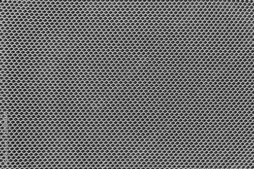 photo of textured surface of uniformly distributed grid pattern similar to chain fastening in multiple magnification. texture and close-up