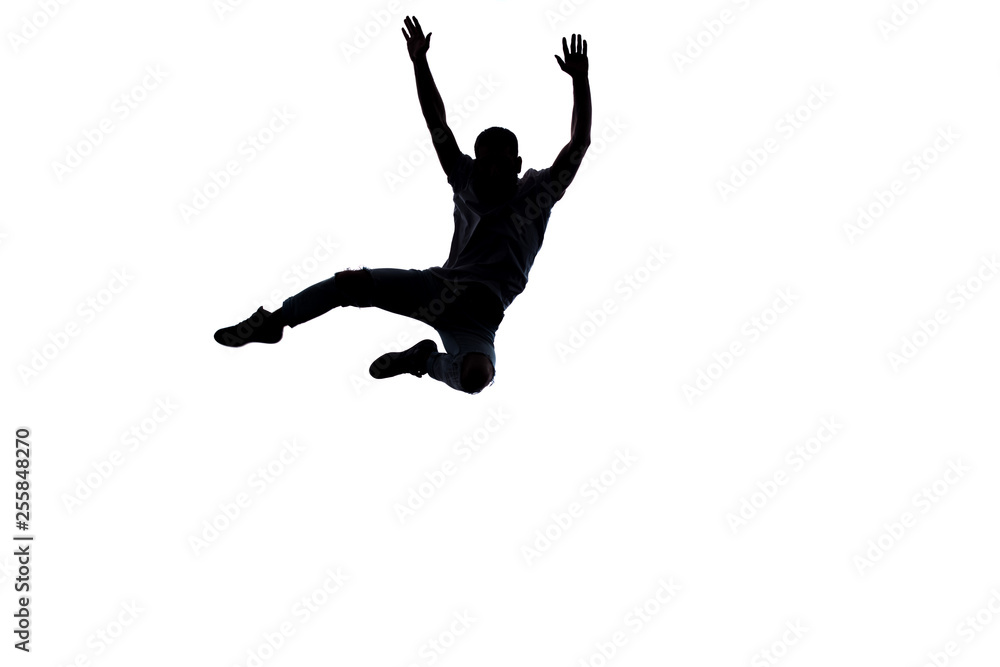Modern boy silhouette jumping