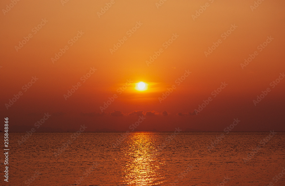 Golden sunset in the ocean