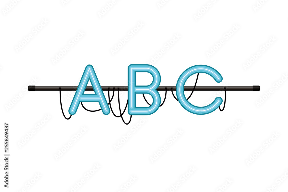 alphabet in neon light isolated icon alphabet in neon light isolated icon