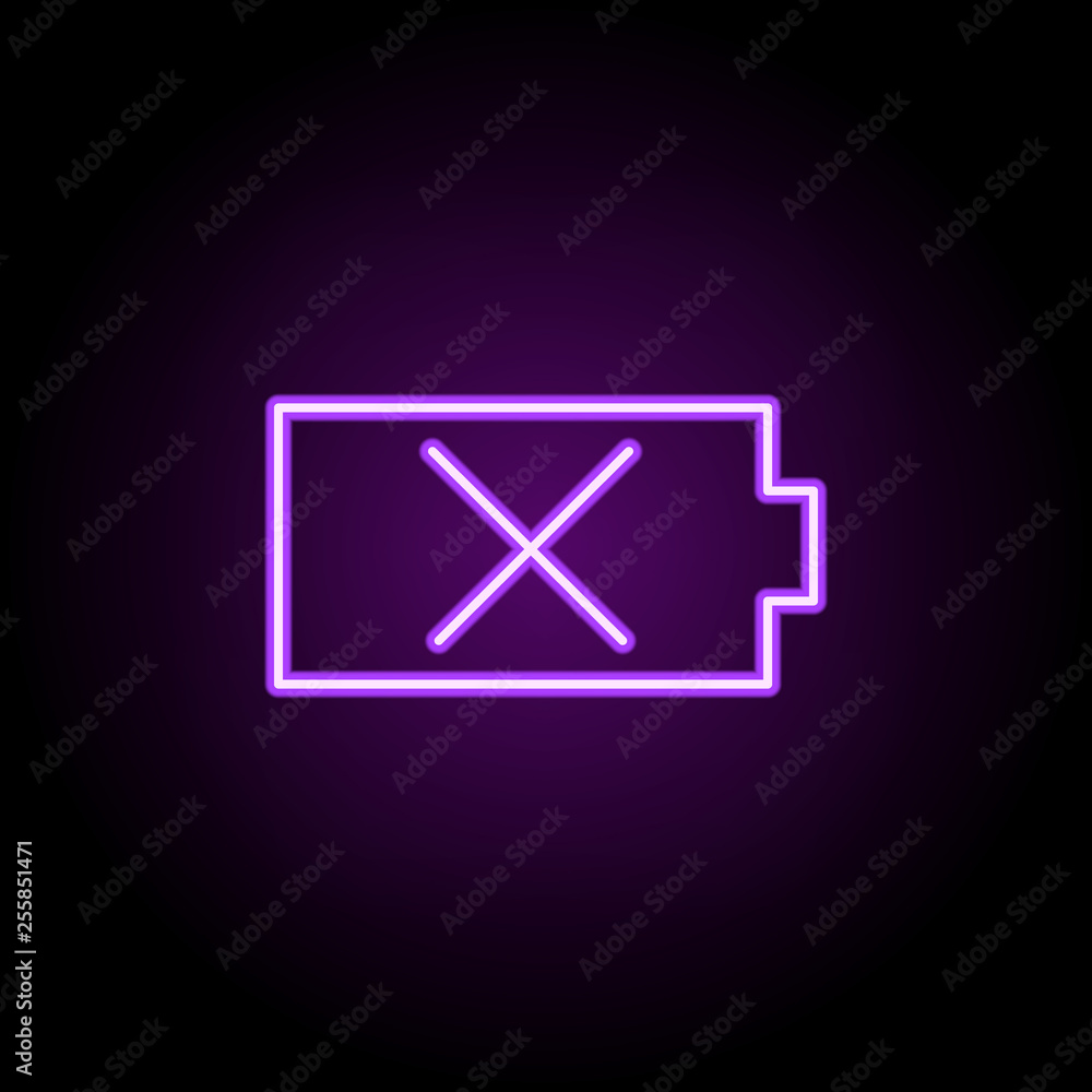 no battery sign icon. Elements of Web in neon style icons. Simple icon for websites, web design, mobile app, info graphics no battery sign icon. Elements of Web in neon style icons. Simple icon for websites, web design, mobile app, info graphics